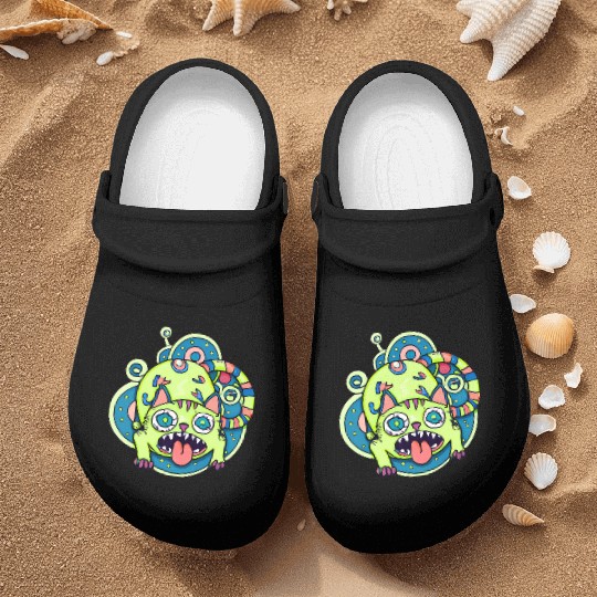 Psychedelic Trippy Cat Nurse Clogs