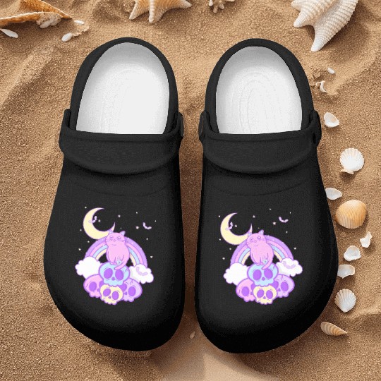 Pastel Goth Cat Skull Lover Cute Gothic Yami Nurse Clogs