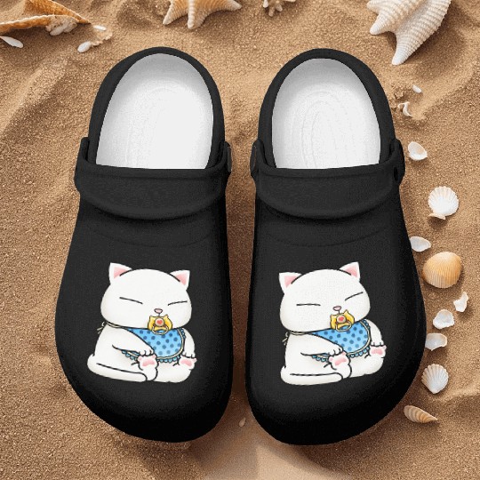 Cute White Baby Cat Nurse Clogs