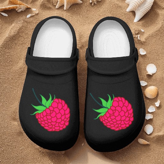 Raspberry red with green leaves Nurse Clogs