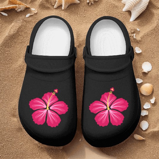 Pink Hibiscus Flower Nurse Clogs