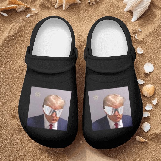 Trump Mugshot with YZY Shades Nurse Clogs