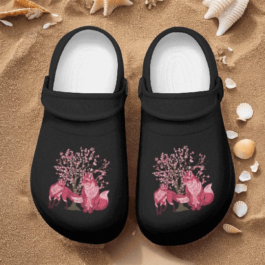 Cherry blossom tree forest animal gift sakura fox Nurse Clogs