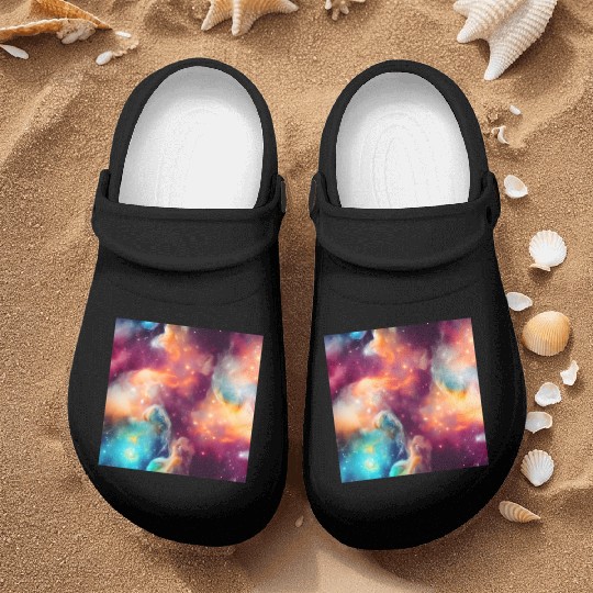 Galaxy nebula abstract design Nurse Clogs