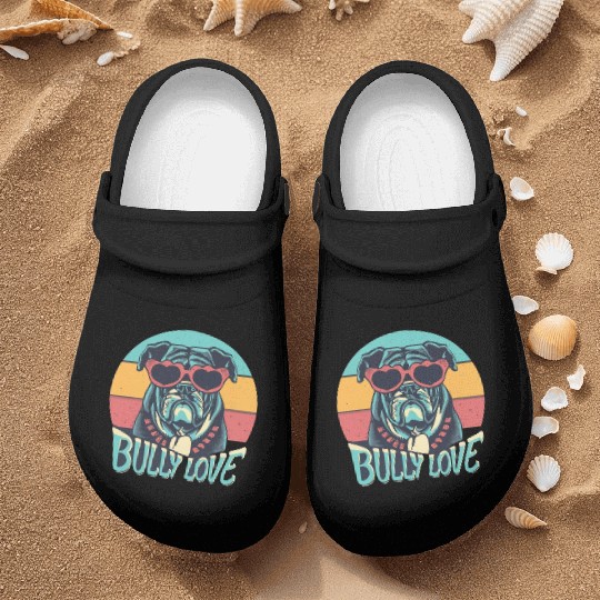 Dog Love Bully Retro Nurse Clogs Dog owner Bully lover