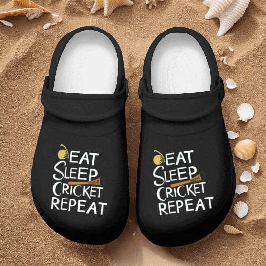 Eat Sleep Cricket Repeat: Cricket Lover's Nurse Clogs