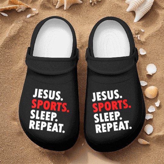 Jesus Sports Sleep Repeat - Novelty Hobby Nurse Clogs
