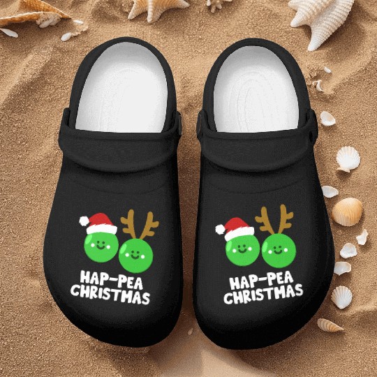 Hap-Pea Christmas Funny Vegetable Vegan Food Pun Nurse Clogs