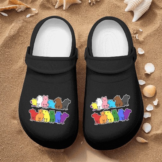 Pride Progress Flag Capybara Design for Equality Nurse Clogs
