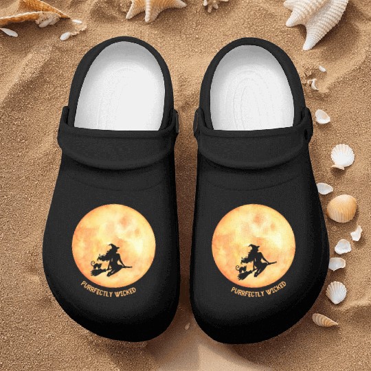 Wicked Cat Witch Funny Halloween Witch Nurse Clogs