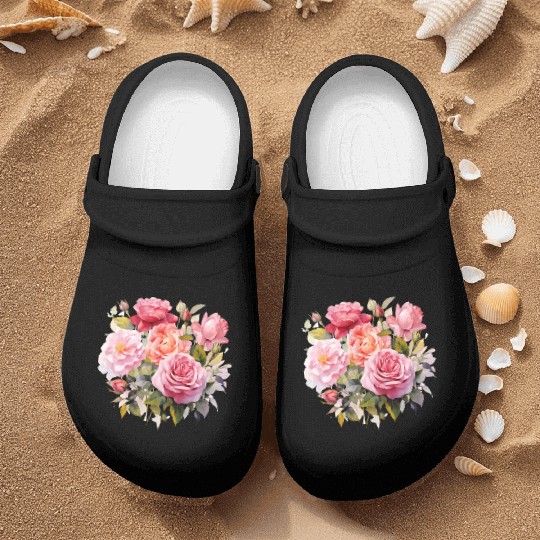 Nature's Artistic Elegance English Rose Tapestry Nurse Clogs