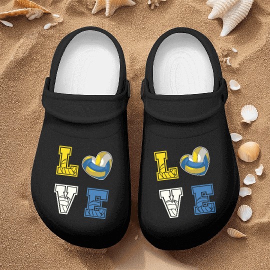 Heart Volleyball I Love Volleyball Nurse Clogs