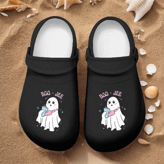BOO-JEE Spooky Cute Ghost Halloween Costume Design Nurse Clogs