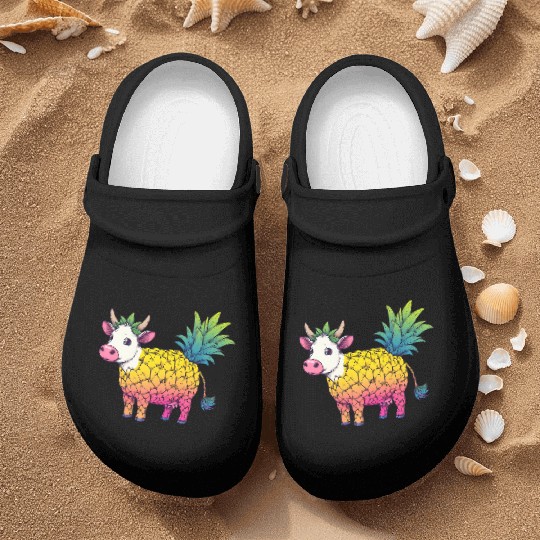 Cow in pineapple costume - Fruity joy Nurse Clogs