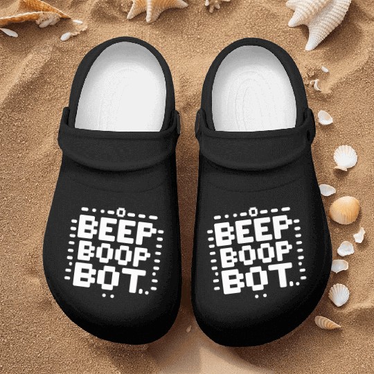 Beep Boop Bot - Retro 8-bit Robot Typography Nurse Clogs
