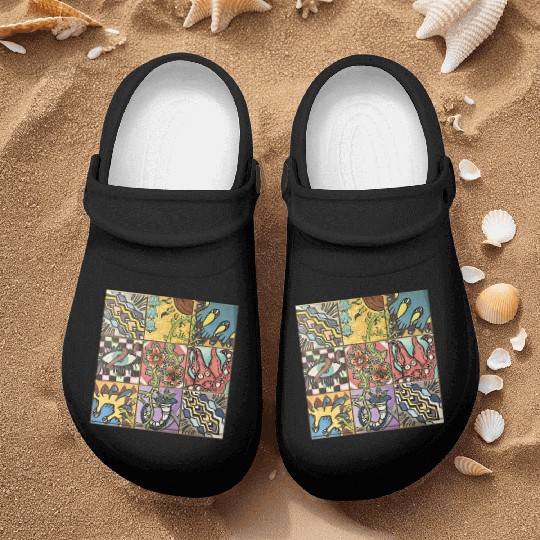 Hand painted wooden squares art by KateToxin Nurse Clogs