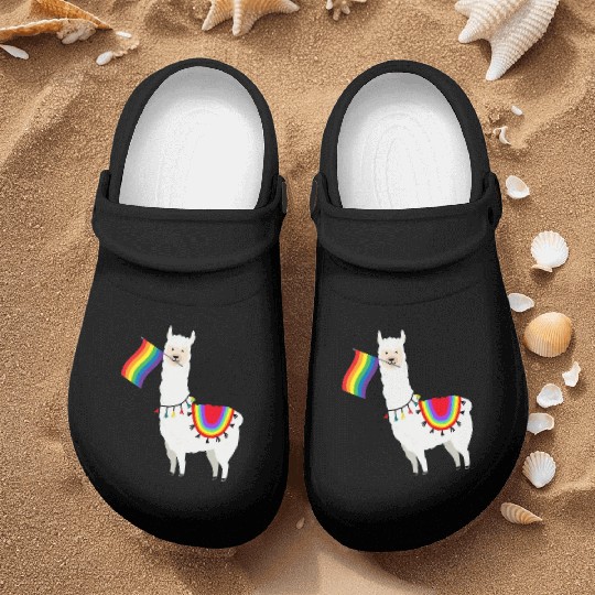 Lgbt Flag Llama Gay Lesbian Nurse Clogs