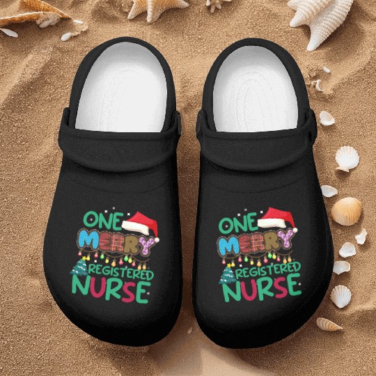 One Merry Registered Nurse Christmas Nurse Clogs