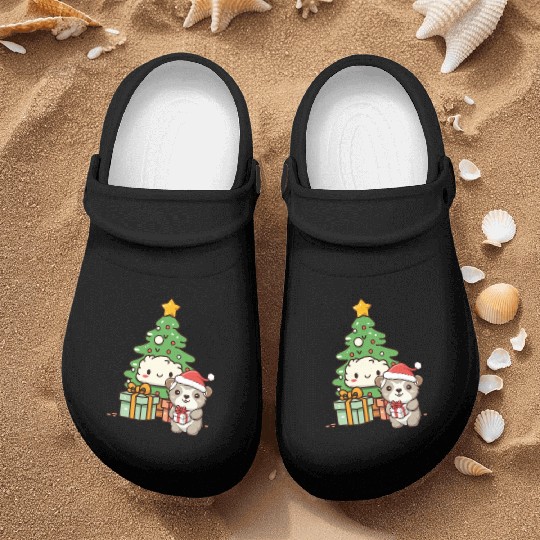 Cute Sloth with Christmas Tree Nurse Clogs
