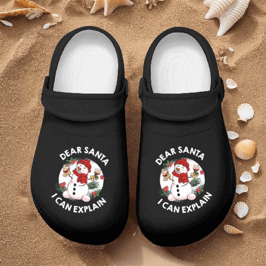 Schneemann Dear Santa I can Explain Funny Nurse Clogs