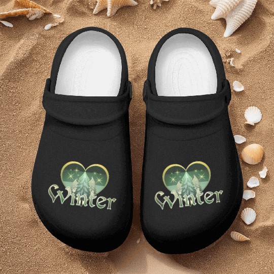 Winter Heart Evergreen Retro Sunset Nurse Clogs