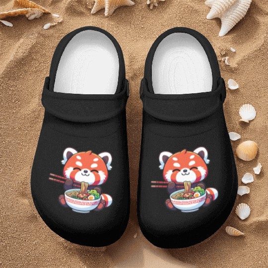 Cute Red Panda Eats Ramen Noodles Red Panda Nurse Clogs