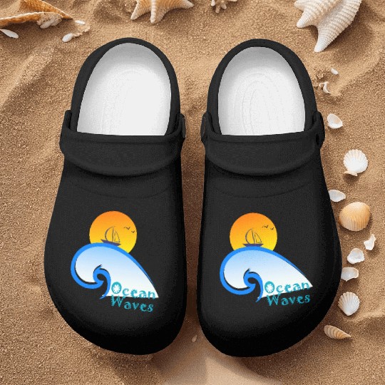 Minimalist Nature Ocean Waves Nurse Clogs