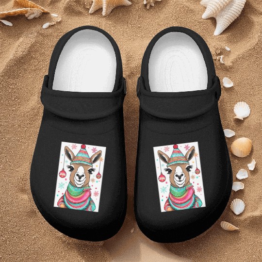 Cute LLama llama with christmas style Nurse Clogs