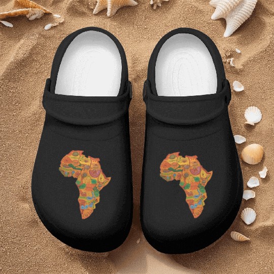 Colourful African Map For Afrocentric Lovers. Nurse Clogs