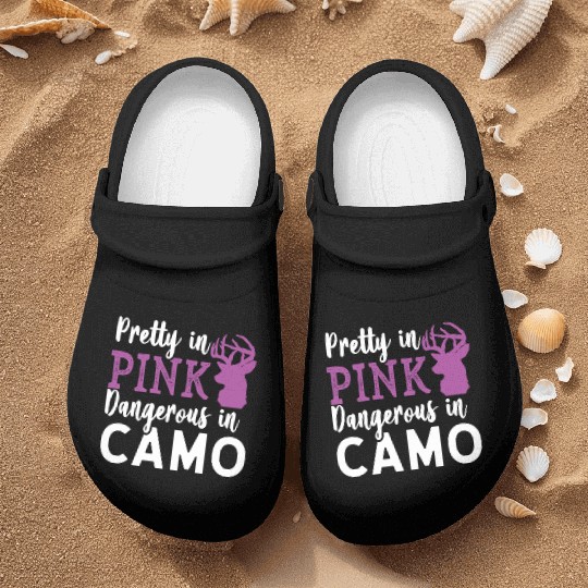 Pretty in Pink Dangerous in Camo Hunter Girl Nurse Clogs
