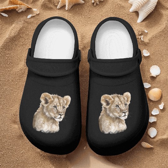Baby Lion Watercolor Painting portrait Nurse Clogs