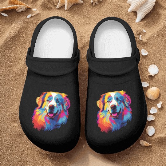 Watercolor Colorful Great Pyrenees Nurse Clogs