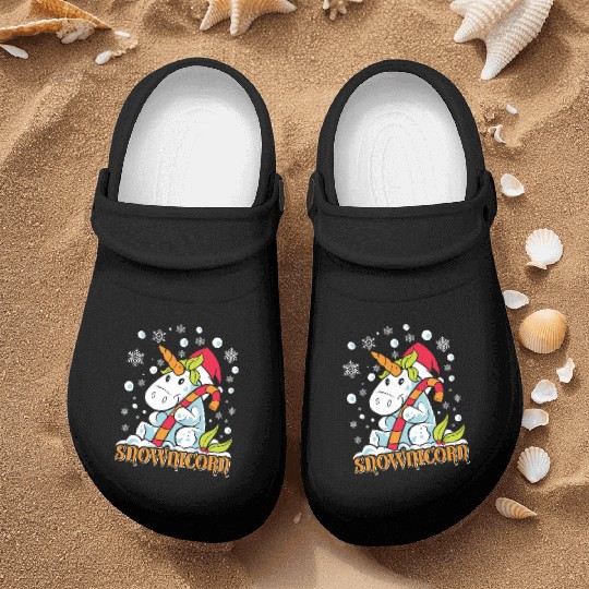 Wintertime Snownicorn Snowflakes Unicorn Nurse Clogs