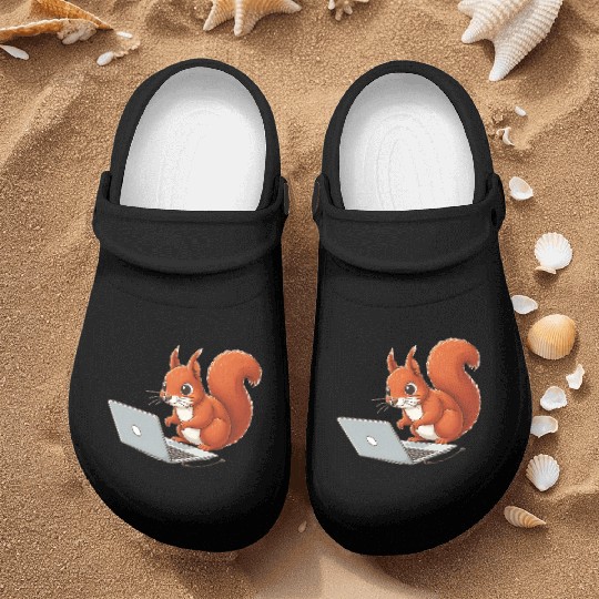 Squirrel on laptop Nurse Clogs