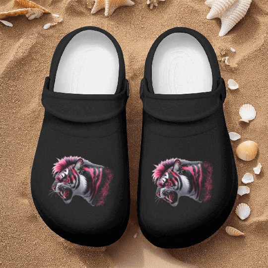 Tiger pink punk Nurse Clogs
