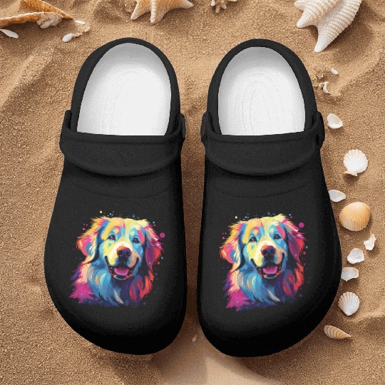 Watercolor Colorful Great Pyrenees Nurse Clogs
