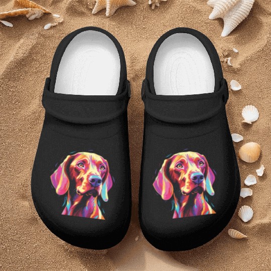 Watercolor Colorful Vizsla Nurse Clogs