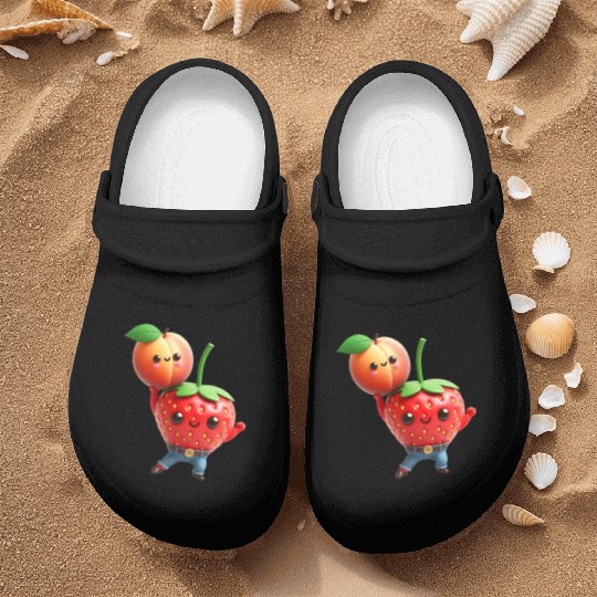 Dancing strawberry with peach Nurse Clogs