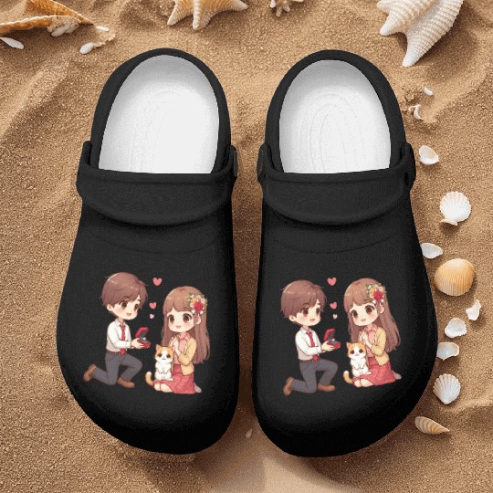 A Man proposing beautiful girl on Valentine s day Nurse Clogs