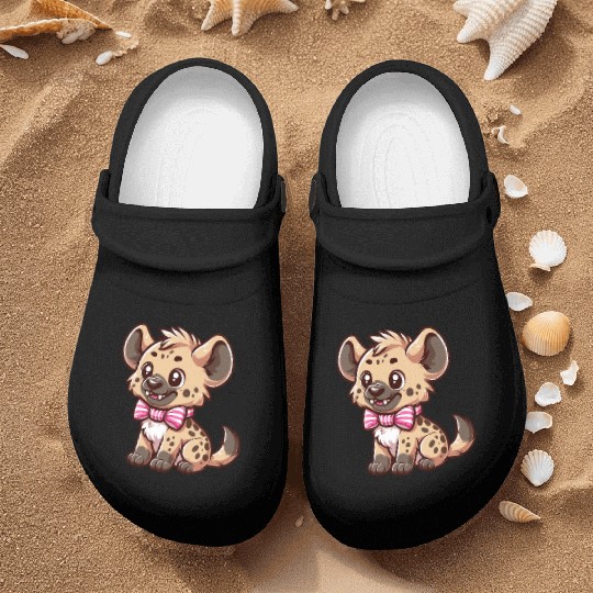 Playful Hyena Cartoon Nurse Clogs