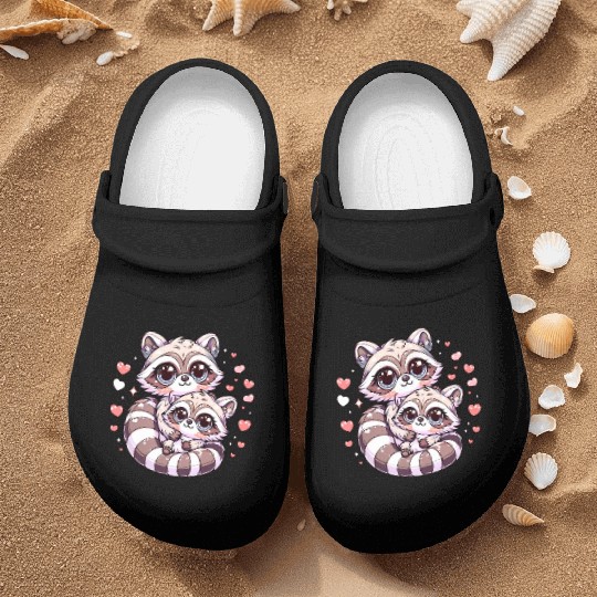 Raccoon Love Embrace Valentine Raccoon Adorable Nurse Clogs