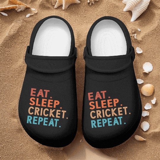 Eat Sleep Cricket Repeat Funny Nurse Clogs