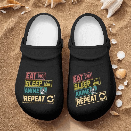 Eat sleep anime repeat hobby Nurse Clogs