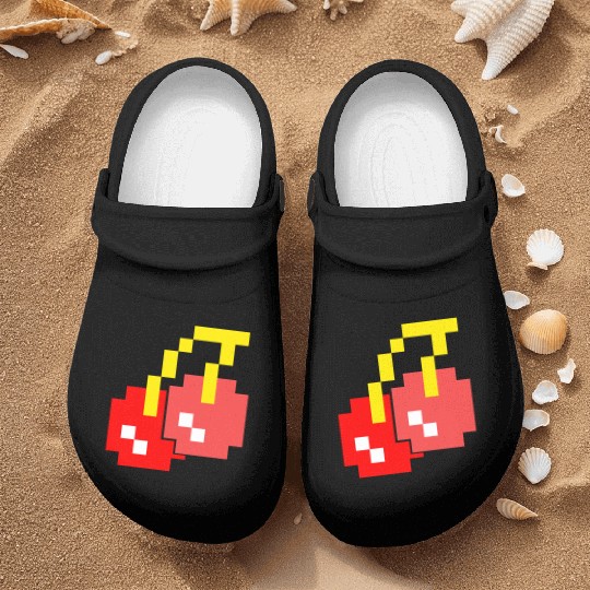 8 Bit Pixel Cherries 80s Video Game Halloween Nurse Clogs