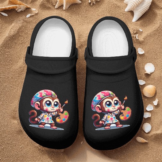 Cute Monkey Artist Nurse Clogs
