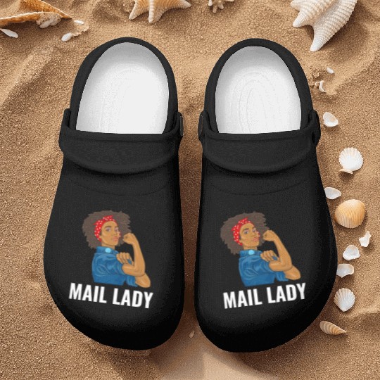 African American Postal Worker Mail Lady Funny Nurse Clogs