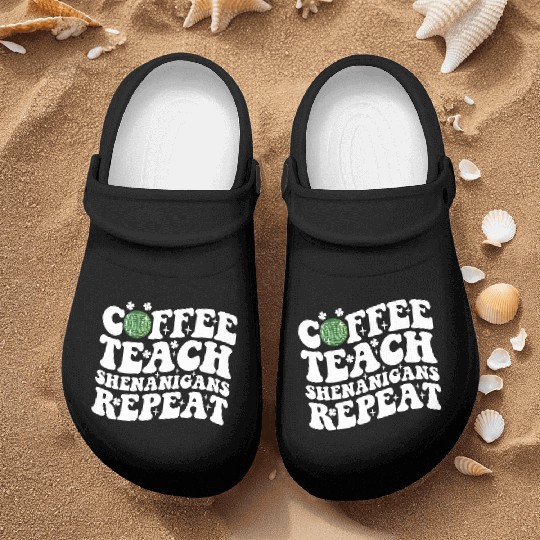 Coffee Teach Shenanigans Repeat Disco Ball Teacher Nurse Clogs