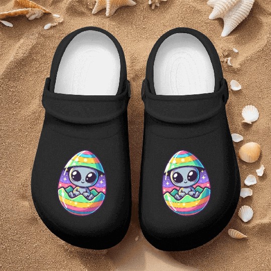 Alien Easter Egg Hatching: Colorful Surprise Nurse Clogs