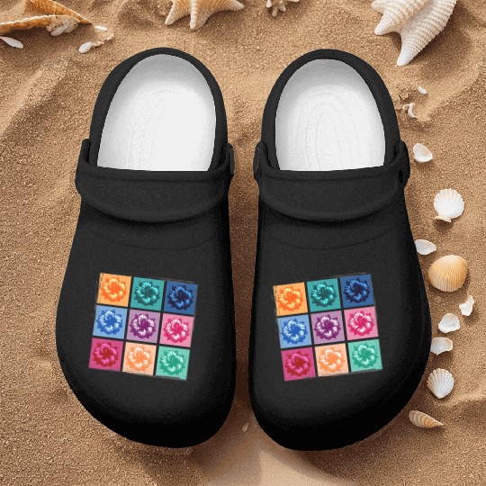Pop Art Hibiscus Nurse Clogs