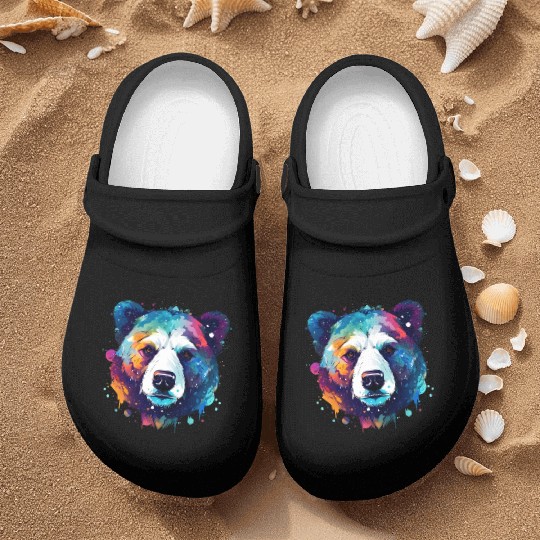 Cool Colorful Galaxy Bear Nurse Clogs